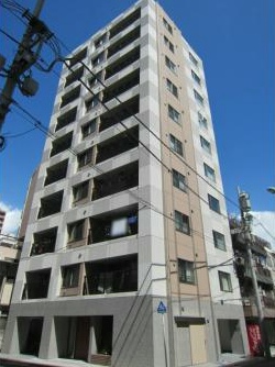 ウィルレーナ日本橋浜町外観｜ウィルレーナ日本橋浜町は、グレーを基調とした落ち着きあるファサードデザインが印象的。コンパクトながら洗練された都市型マンションとしての存在感があります。