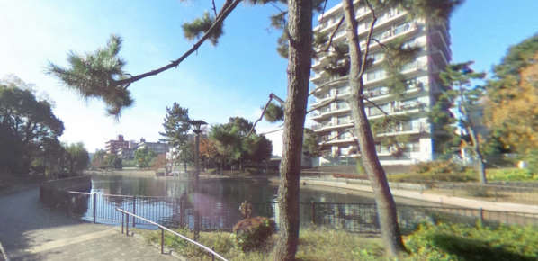 横十間川親水公園２｜写真ではわかりづらいですが、親水公園に面していて、緑の環境は良好です。