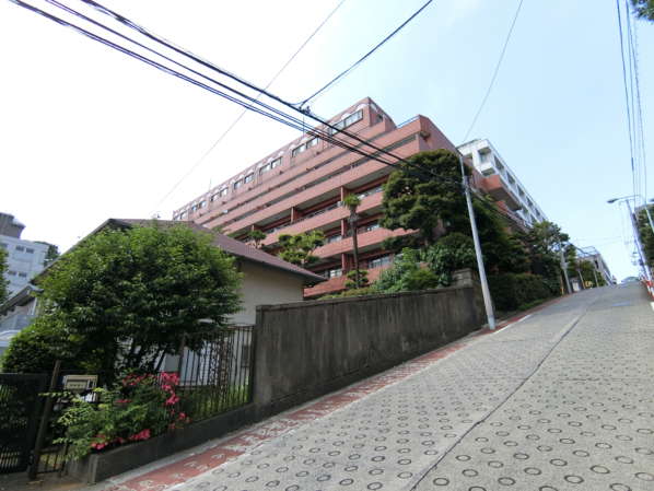 目白フラワーハイホーム外観共用部1｜建物は高台の坂を下り始めたところにあり、南向きの開けた位置にあります。