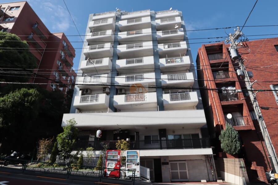 ドミール千駄木外観11｜ドミール千駄木は昭和45年築、12階建てのマンションです。千駄木駅から団子坂を上っていく途中にあります。