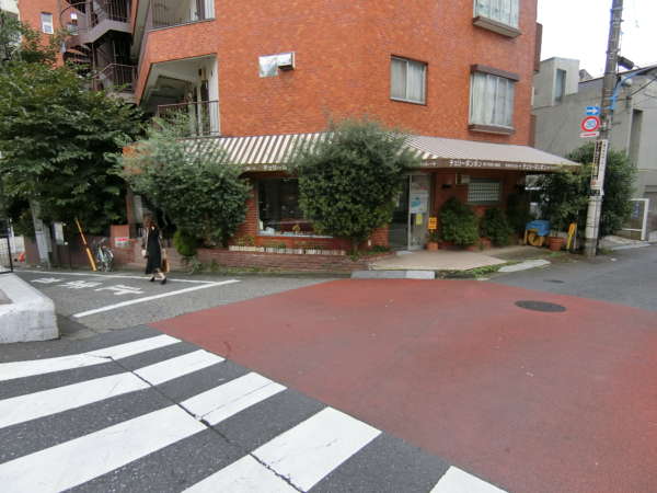 セザール東大久保外観共用部5｜ちょうど下り坂の頂上部分に建物があります。