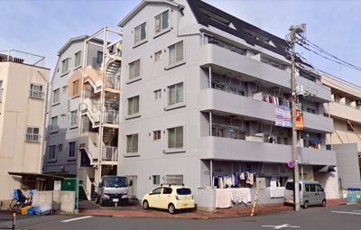 ＳＳＫグリーンパーク北千住緑町外観３｜エスエスケーグリーンパーク北千住緑町は昭和６３年築、５階建てのマンションです。千住大橋駅が利用可です。