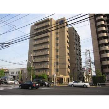 グランリシェス青井外観｜グランリシェス青井は2002年（平成14年）に建てられた10階建ての建物です。環七通り沿いにあるので車の音が少し気になりますが、首都高速加平ＩＣが近く車でのアクセスは良好です。