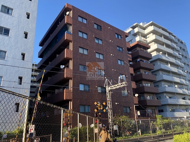 シャンブル幡ヶ谷外観２｜シャンブル幡ヶ谷は７階建ての外壁タイル貼りのマンションです。