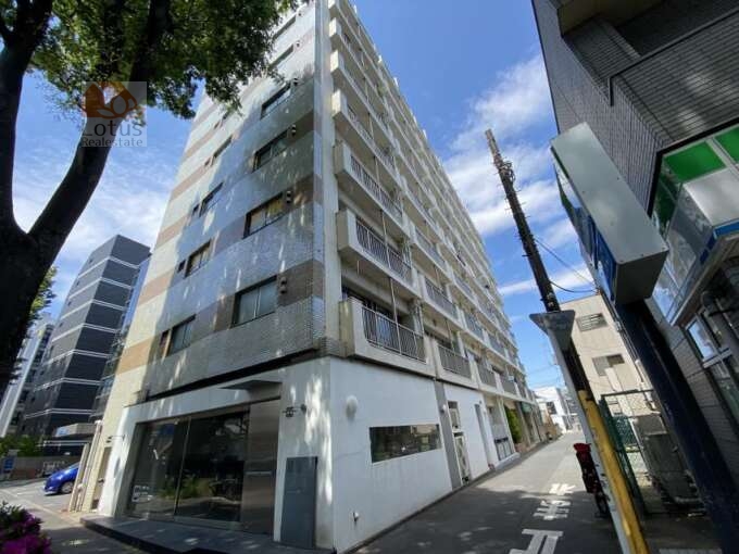 パールハイツ桜上水外観４｜パールハイツ桜上水は昭和４７年築、地上９階建てのマンションです。南側は甲州街道に隣接した立地です。京王線「桜上水」駅、「上北沢」駅が利用可です。
