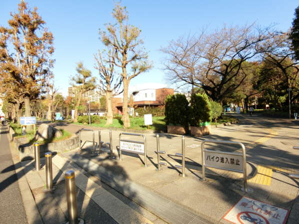 北砂四丁目住宅アプローチ5｜南砂三丁目公園の脇を通りすぎて、親水公園のわきを通ります。