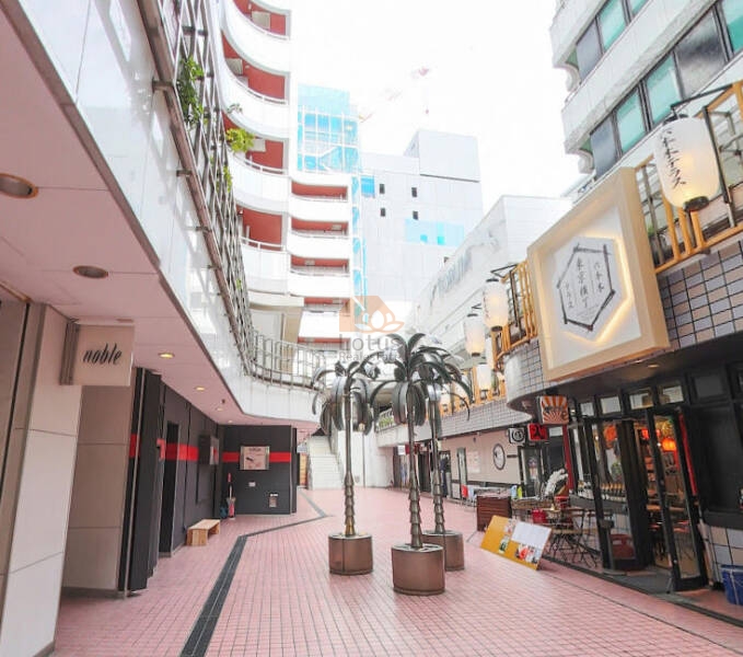 インペリアル六本木１号館外観３｜こちらは店舗が建ち並ぶ通路です。