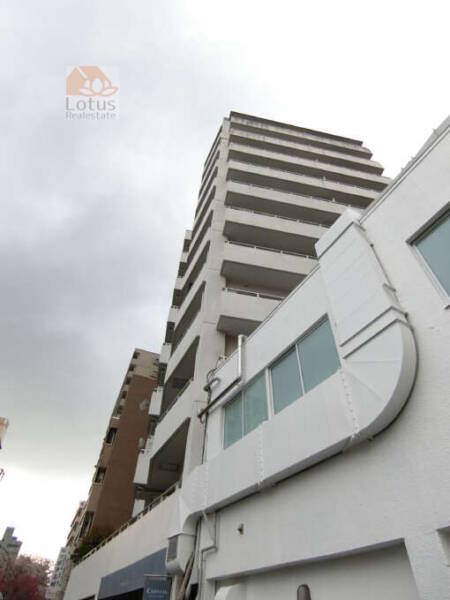ジュネス練馬外観・共用部7｜目白通りと千川通りのちょうど交差点あたりからみたジュネス練馬のようです。高い建物なので目立ちます。