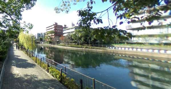 南砂一丁目エステート１号棟-横十間川親水公園｜１号棟の前には横十間川親水公園があります。