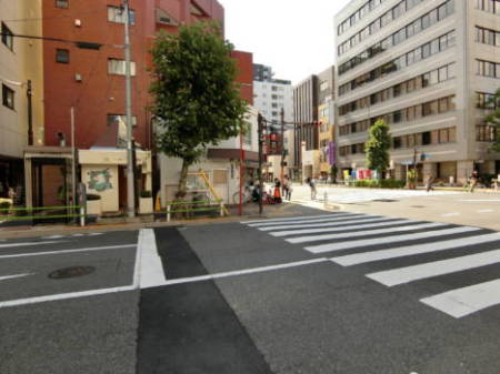 駅からは歩いてほど近いロケーションです。物件の道路を挟んで反対側は交番があります。