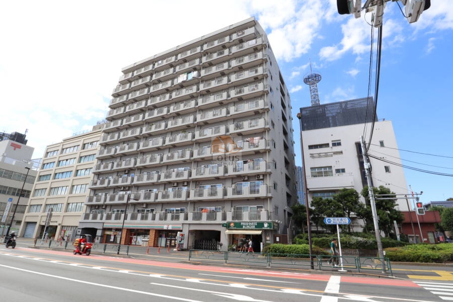 トーア早稲田マンション外観2｜南側は、毎日新聞別館、戸山公園、早稲田大学と連なっています。