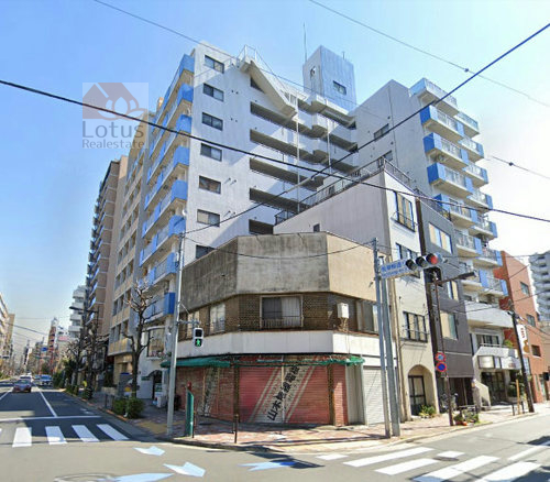 アズール上野外観４｜アズール上野は平成２年築、１０階建てのマンションです。台東区上野７丁目の金杉通り沿いに立地します。
