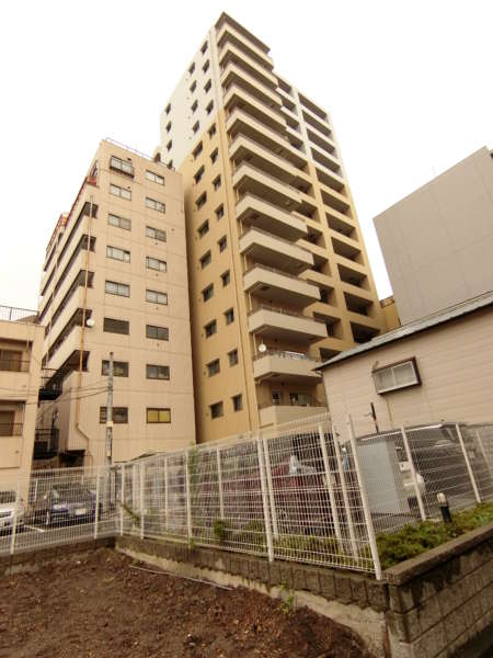 グローリオ錦糸町外観共用部15｜グローリオ錦糸町は「錦糸町」駅から徒歩１１分、大横川親水公園の近くです。写真は物件の南側からの様子です。