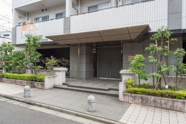 サンパレス田端壱番館エントランス｜エントランスです。エントランス前の道路は車一台分ほどの幅で静かです。