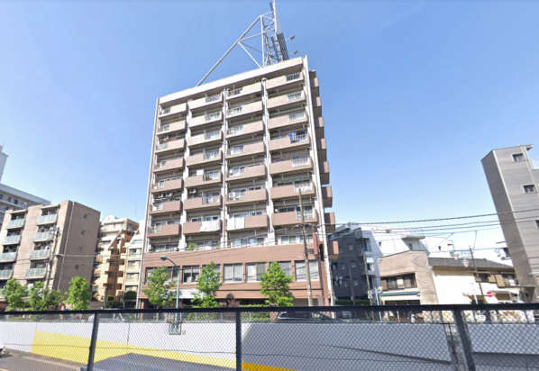 ピース荻窪外観３｜ピース荻窪は１０階建てのマンションです。環八通り沿いにあります。荻窪駅から徒歩１０分圏内です。