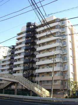 ソフトタウン綾瀬外観｜ソフトタウン綾瀬は昭和６１年築、１１階建ての新耐震基準のマンションです。環七通り沿いのアクセスの良い立地です。バルコニーは通りの反対側にあり静かで日当たり良好です。