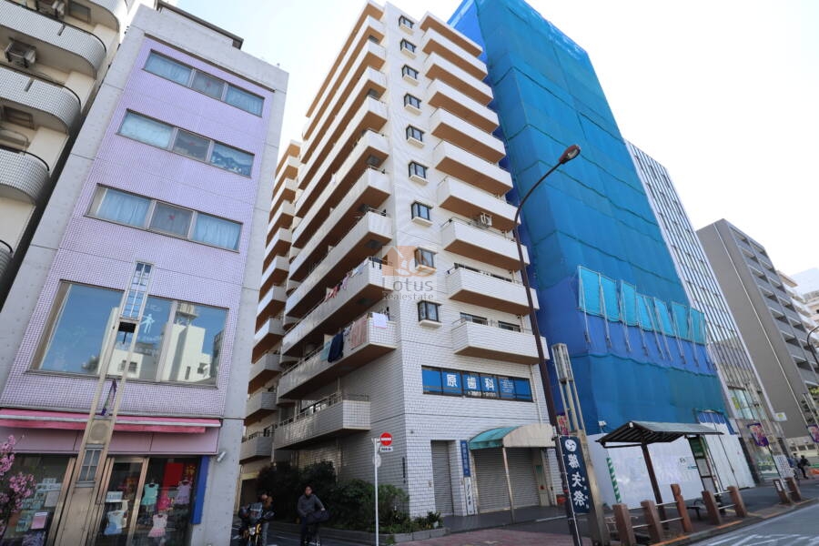 ヴェラハイツ亀戸参番館外観1｜ヴェラハイツ亀戸３番館は、1987年（昭和62年）5月築、12階建てのマンションです。「亀戸」駅から徒歩６分程です。商店街に近く、飲食店やスーパーなどお買物も便利です。