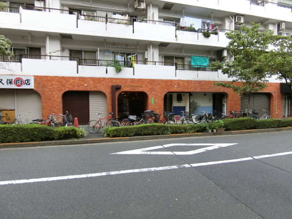 アルプスマンション西大久保外観共用部2｜エントランス周辺と外観の様子です。エントランスは歩道に面しています。