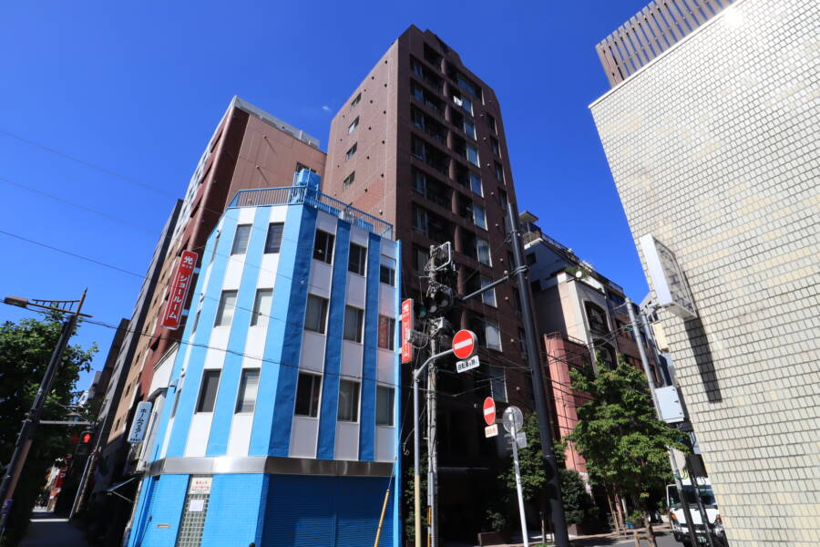 パレソレイユ東日本橋外観1｜パレソレイユ東日本橋は平成17年築の12階建てマンションです。東日本橋駅、馬喰横山駅、馬喰町駅、浅草橋駅が近く便利です。