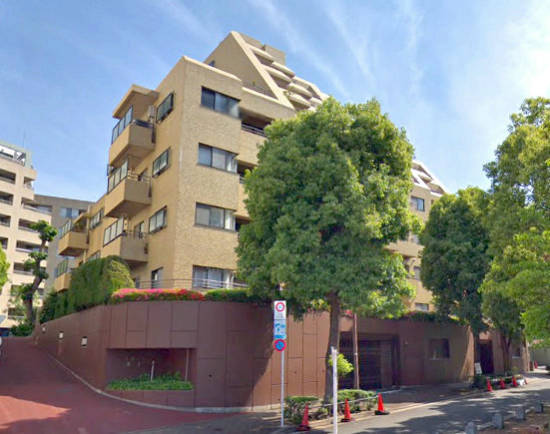 フラッツ景丘外観１｜フラッツ景丘は7階建てのマンションです。目の前にアメリカ橋公園、恵比寿ガーデンプレイスがある便利で雰囲気の良い立地です。