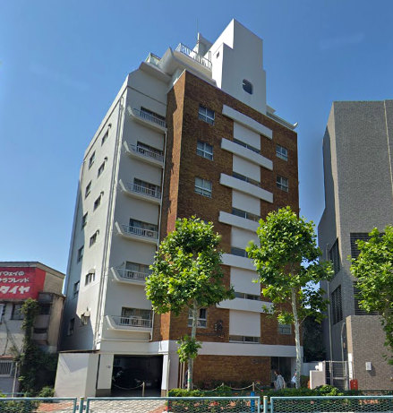 江古田ハイツ外観２｜江古田ハイツは９階建てのマンションです。新江古田駅から徒歩１分の立地です。