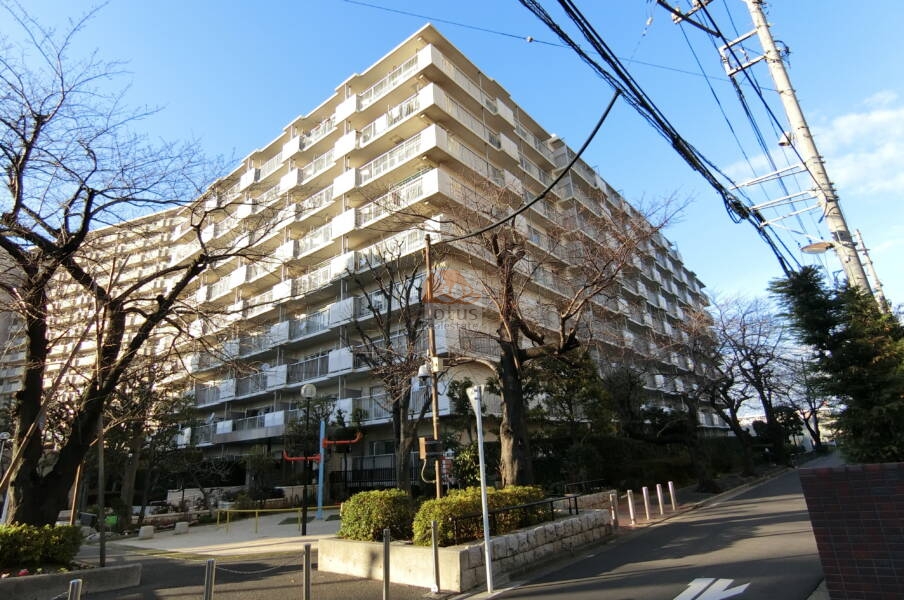 ルネ町屋外観1｜ルネ町屋は９階建てのマンションです。尾竹橋通りから５分程入った住宅地にあります。北側は隅田川です。