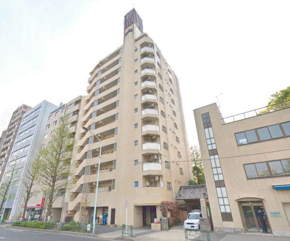 シャンボール白山外観１｜シャンボール白山は12階建てのマンションです。白山通り沿いにあります。白山駅から徒歩4分です。