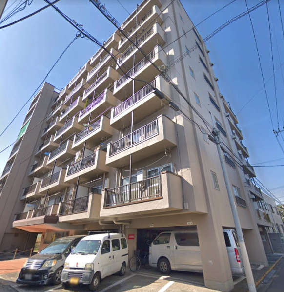 中野ハイツ外観２｜中野ハイツは昭和４４年築、９階建てのマンションです。