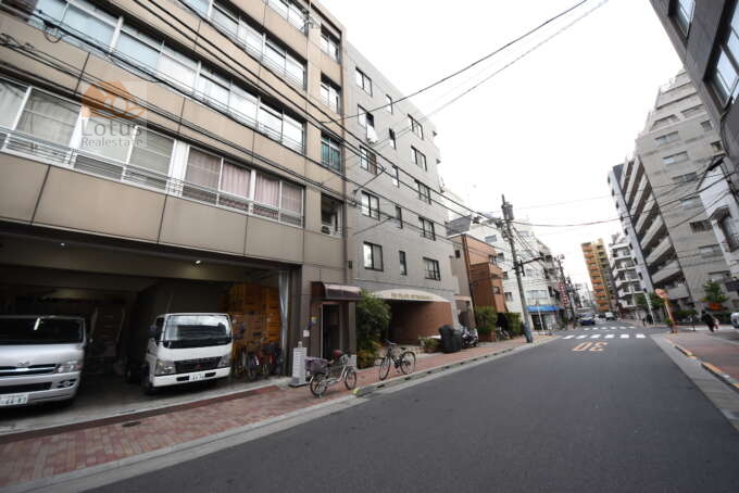 ダイアパレス元浅草２外観共用部3｜歩道のしっかりした道幅の広い道路ですが、交通量はさほど多くない道路にエントランスは面しています。