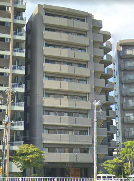 バームステージ葛西外観３｜バームステージ葛西は平成10年築、地上10階建てのマンションです。前面道路は清砂大橋通りです。葛西駅から徒歩10分圏内の立地です。