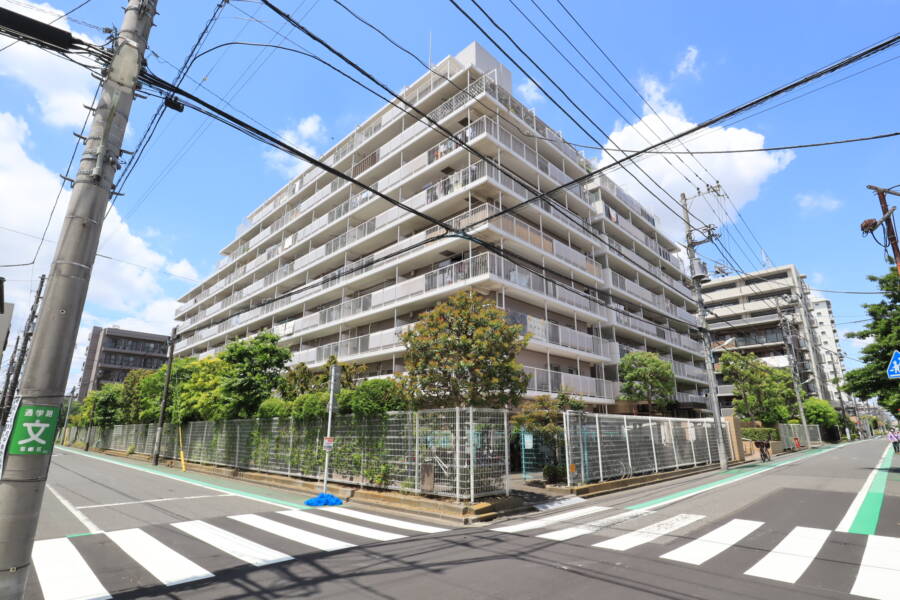 立石南ハウス外観1｜立石南ハウスは昭和５９年築、９階建てのマンションです。