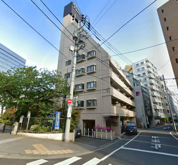 ライオンズマンション鉄砲洲第二外観２｜ライオンズマンション鉄砲洲第二は地上９階建てのマンションです。東側に亀島川が流れていて、近くで隅田川と合流しています。