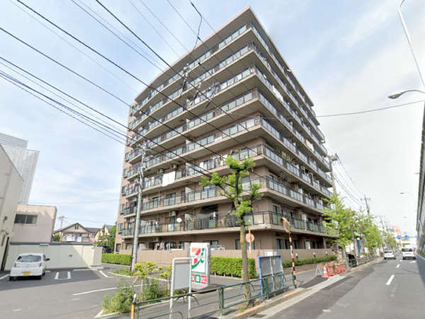 マイキャッスル梅島アーバンステージ外観５｜マイキャッスル梅島アーバンステージは平成９年築、９階建てのマンションです。隣に線分イレブンがあり便利です。すぐ近くにはニトリや、イトーヨーカドー食品館もあります。
