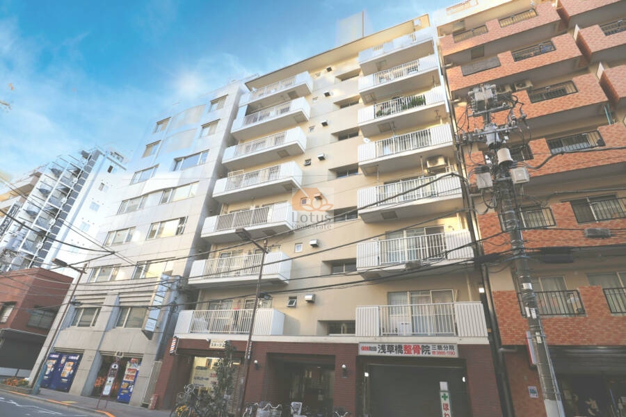 コンコード仲御徒町外観1｜コンコード仲御徒町は昭和５４年築、８階建のマンションです。新御徒町駅から徒歩３分の好立地です。御徒町駅まで徒歩圏内で大変便利です。