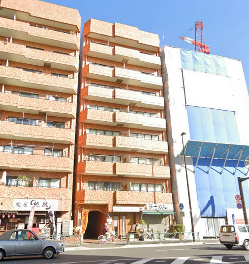 ニックハイム深川外観１｜ニックハイム深川は昭和５７年築、８階建てのマンションです。浅井橋通りに面しています。門前仲町駅、清澄白河駅が利用可です。