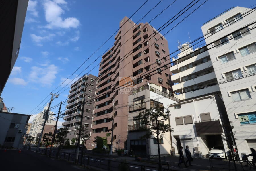 藤和シティコープ押上外観1｜藤和シティコープ押上は平成８年築、１３階建てのマンションです。曳舟小学校の東南側にあります。周辺は低層住宅が多い住宅エリアです。