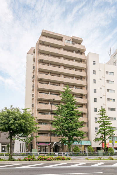 シルバープラザ白山は12階建の建物で、ベージュ系のタイル張りのファサードで、前面道路は白山通りで、歩道には植樹が整えられ、建物の下層には店舗が入居しています。シルバープラザ白山は、昭和60年築、12階建てのマンションです。
