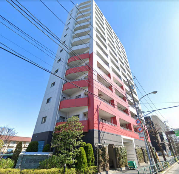 西葛西グリーンホームズⅢ外観４｜西葛西グリーンホームズ３は平成２１年築、１４階建てのマンションです。葛西橋通り沿いに立地します。