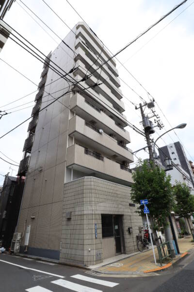 リバーサイド石原外観1｜リバーサイド石原は平成１年築、１０階建てのマンションです。蔵前橋通りに面していいます。