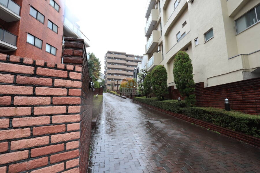 ライオンズマンション乃木坂エントランス3｜エントランスです。小高いロケーションに上がるスロープ状となっています。