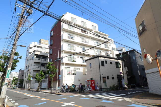 ＧＳハイム亀戸外観1｜ＧＳハイム亀戸は１９８２年築、７階建てのマンションです。住宅地内にあるマンションです。