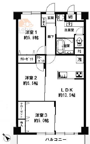 シャルマンコーポ芦花公園406間取図