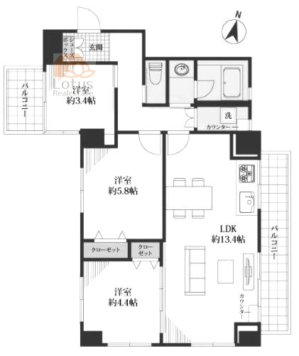 巣鴨第2SYマンション1102間取図
