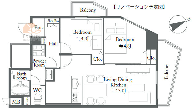 セザール北綾瀬405間取図