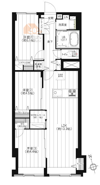 西荻チャペルマンション702間取図