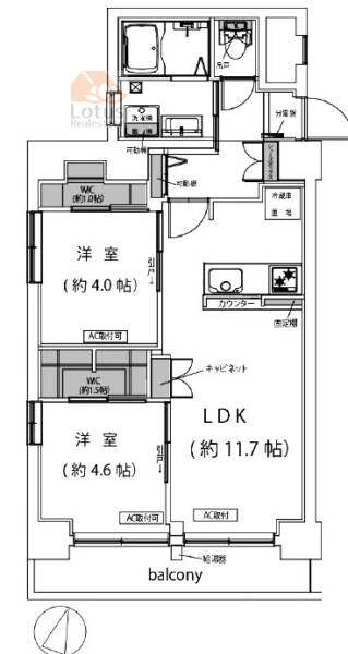 小島町永谷マンション202間取図