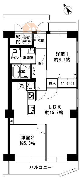 ネオコーポ第２お花茶屋406間取図