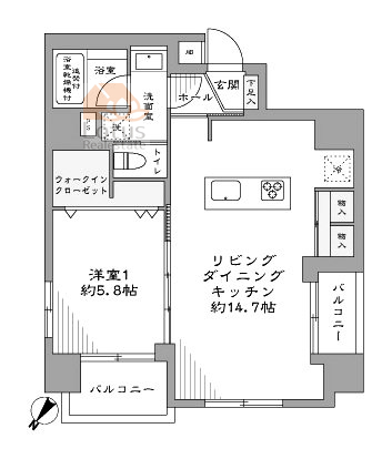 スカイコート日本橋浜町公園201間取図