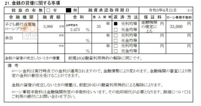 金銭貸借に関する事項