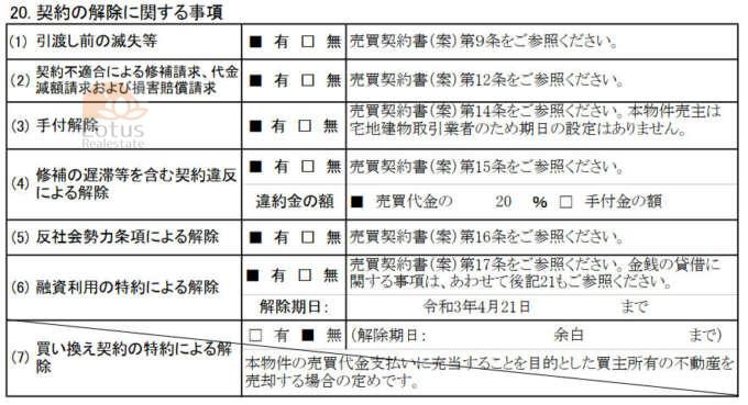 契約解除に関する事項